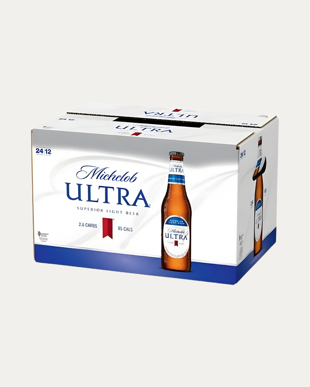 Cerveza low carb Michelob Ultra de 355 ml presentada en caja con 24 piezas