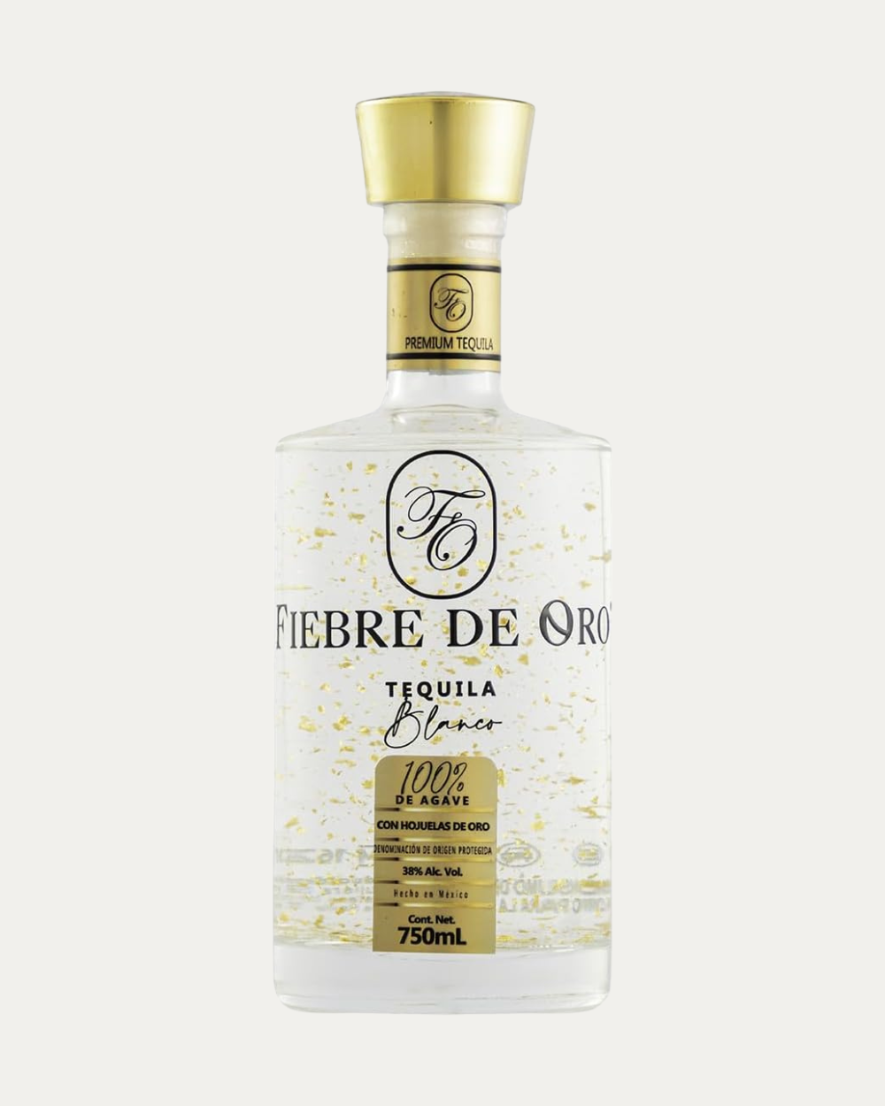 Tequila Blanco Fiebre de Oro de 750 ml presentado en botella individual de alta calidad
