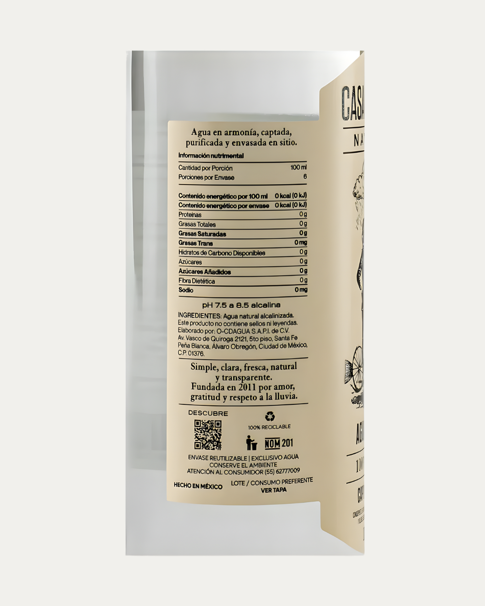 Agua Natural Alcalina de 600 ml en caja con 12 botellas individuales