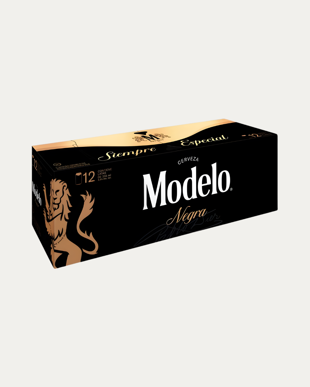 Cerveza oscura Negra Modelo de 355 ml presentada en caja con 12 piezas