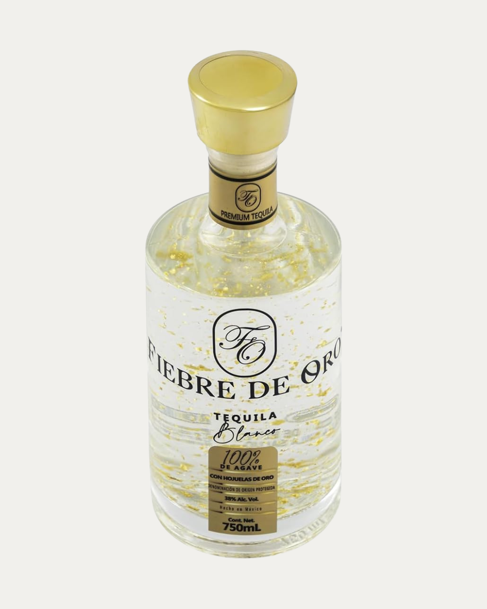 Tequila Blanco Fiebre de Oro de 750 ml presentado en botella individual de alta calidad