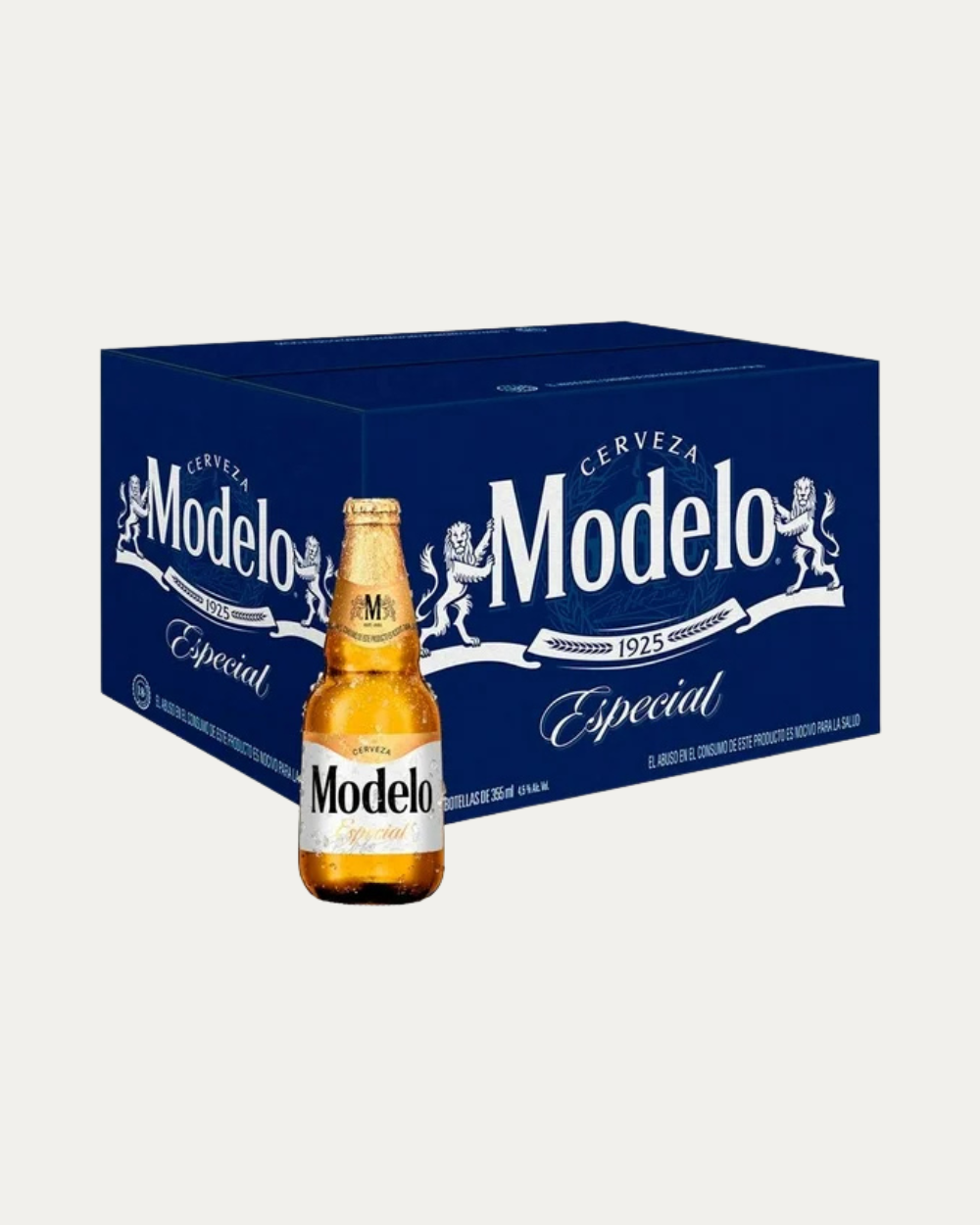 Cerveza clara Modelo Especial de 355 ml presentada en caja con 12 piezas