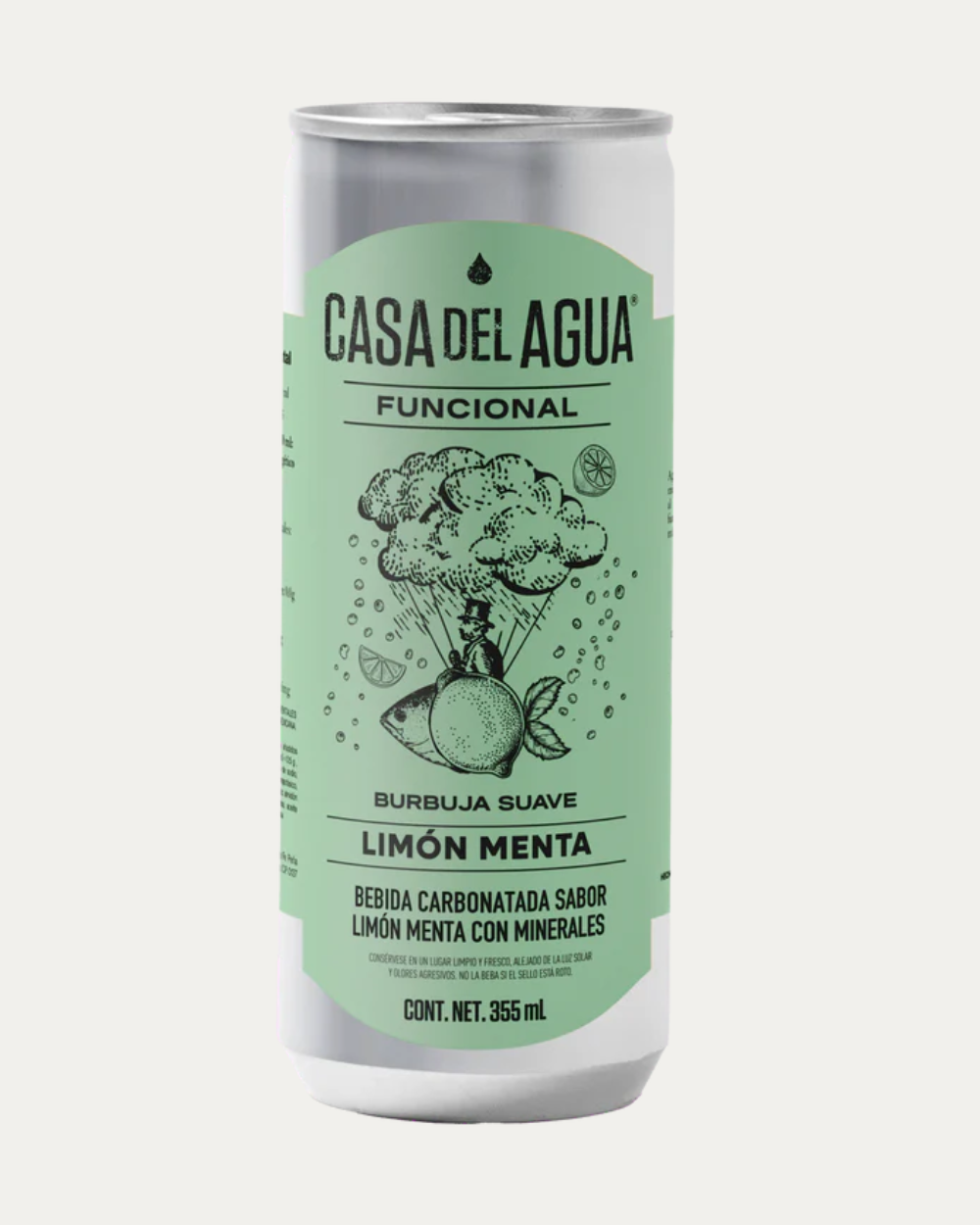 Bebida funcional sabor limón menta presentada en paquete con 12 piezas individuales