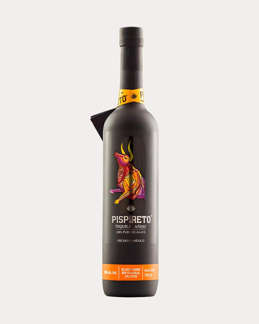 Tequila Pispireto Añejo de 750 ml presentado en botella individual de alta calidad